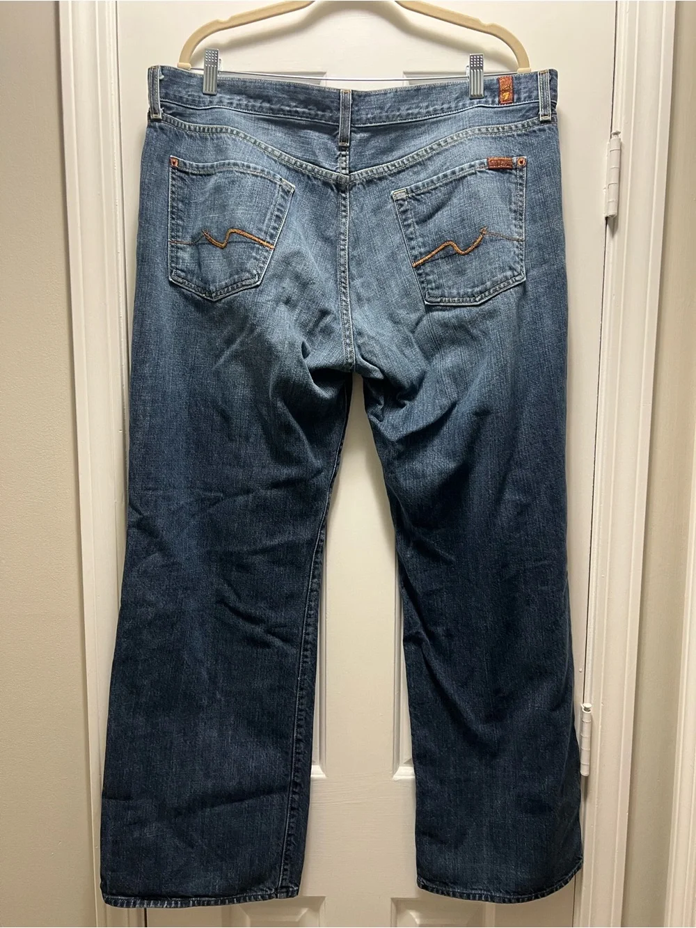 7 For All Mankind Men's Bootcut Jeans in Medium Blue